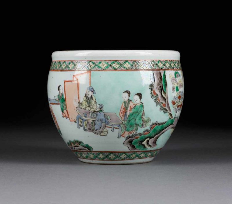 KLEINE FAMILLE VERTE-TOPF China, 19. Jh. Porzellan, polychrome Aufglasurbemalung. H. 15,3 cm.