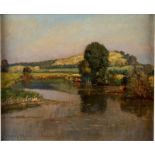 FRANZ FRANKL 1881 Affecking - 1940 München Flusslandschaft Öl auf Leinwand. 37 x 44,5 cm.