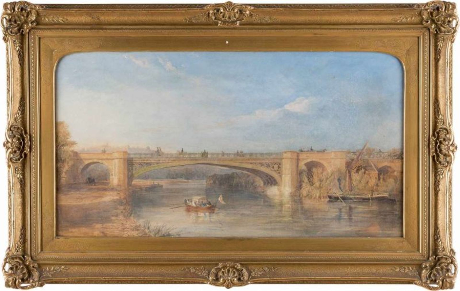 ENGLISCHER AQUARELLIST Tätig um 1850 BRÜCKE MIT AUSBLICK AUF SCHLOSS WINDSOR Aquarell, weiß - Image 2 of 3