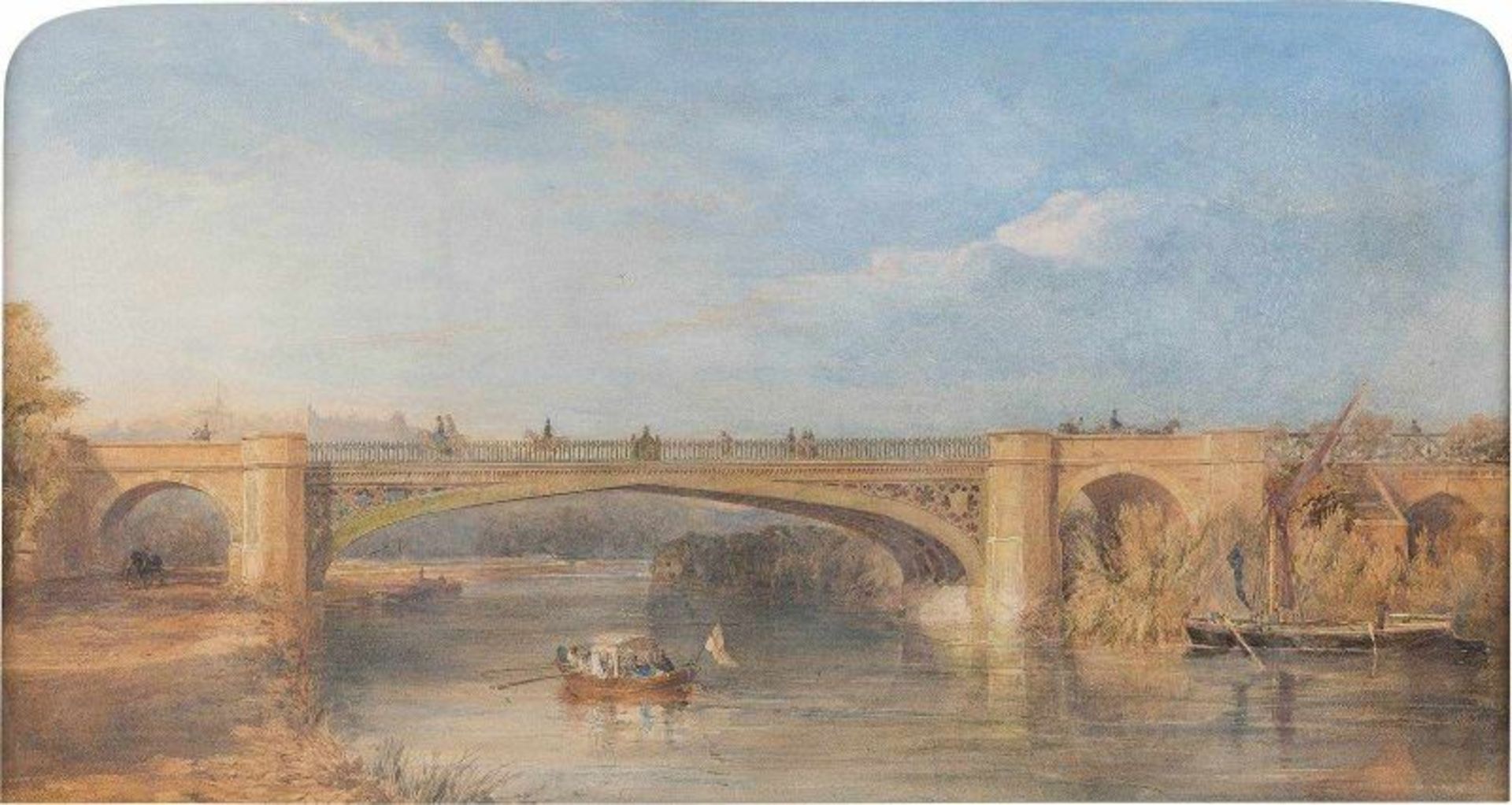 ENGLISCHER AQUARELLIST Tätig um 1850 BRÜCKE MIT AUSBLICK AUF SCHLOSS WINDSOR Aquarell, weiß