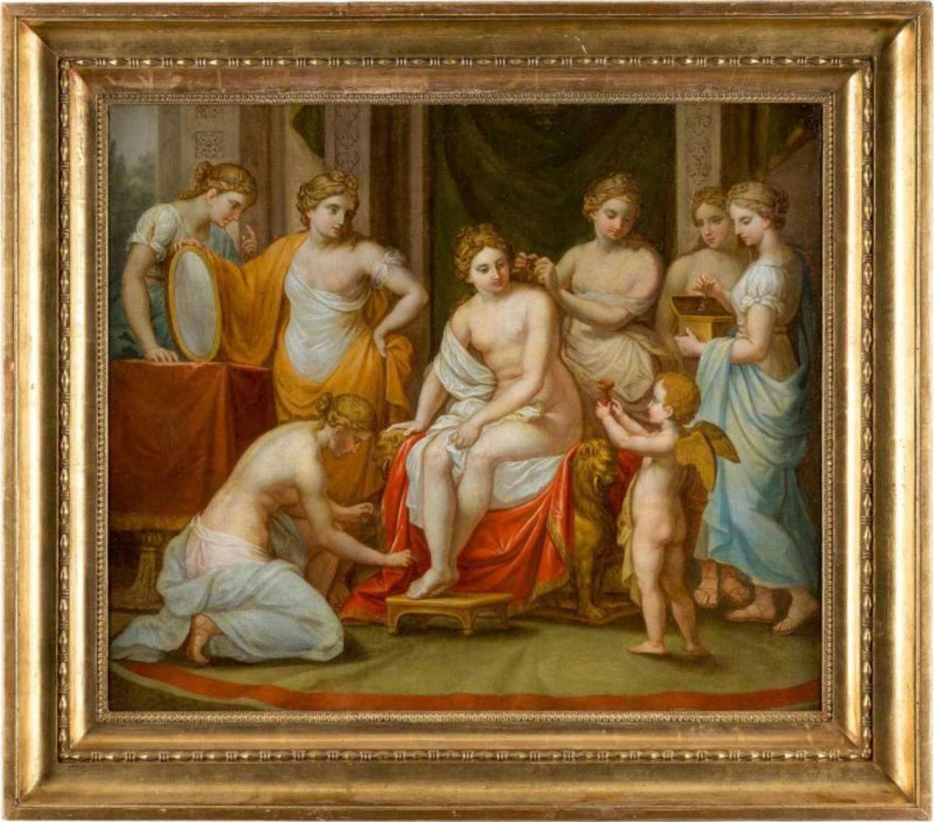 JÁNOS MIHÁLY HESZ 1768 Eger (Ungarn) - Nach 1833 Wien DIE TOILETTE DER VENUS Öl auf Leinwand ( - Image 2 of 2