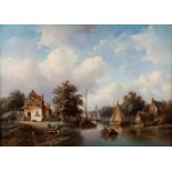 JAN JACOB SPOHLER 1811 Nederhorst den Berg - 1866 Amsterdam EINE GRACHT IN AMSTERDAM Öl auf