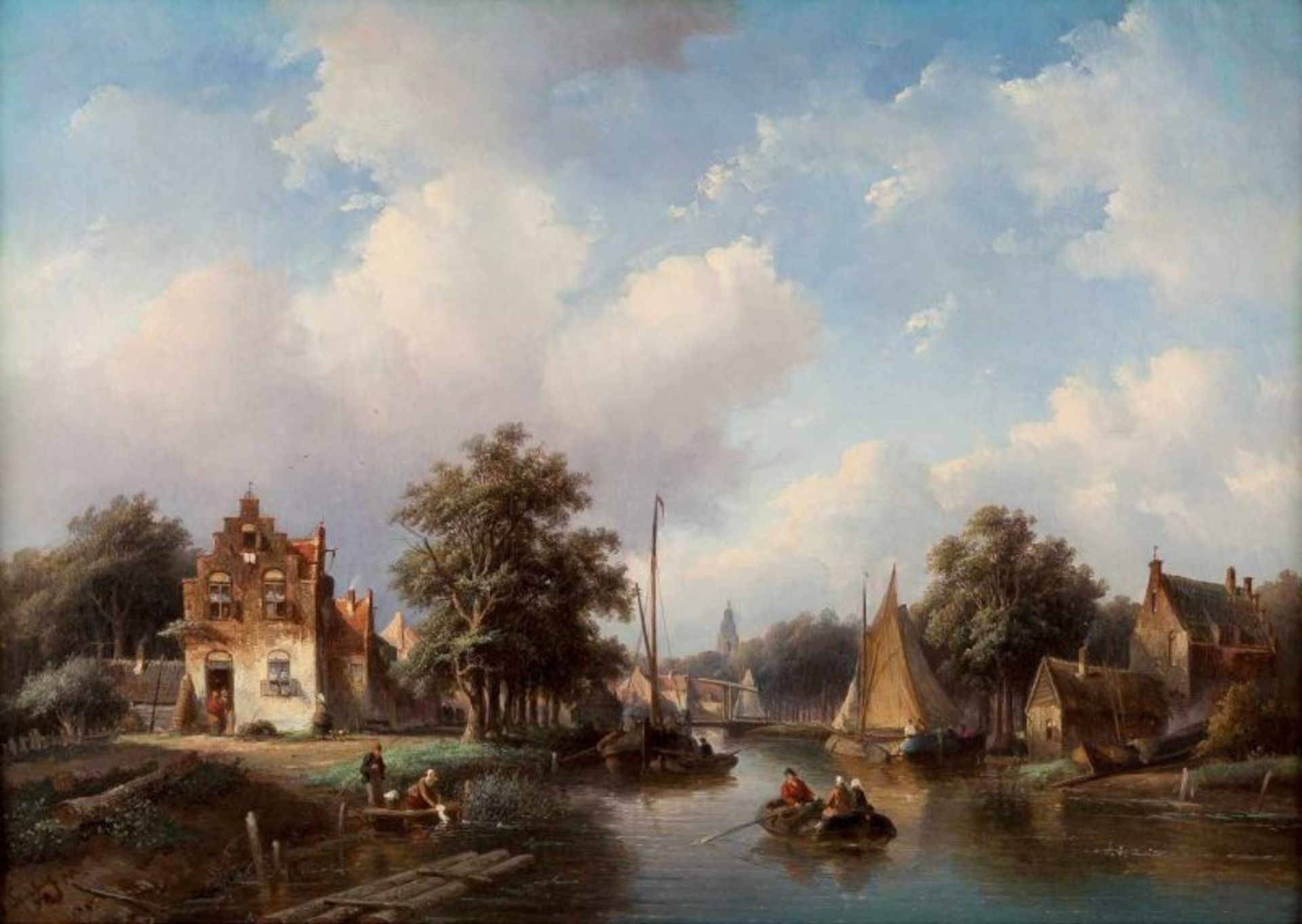 JAN JACOB SPOHLER 1811 Nederhorst den Berg - 1866 Amsterdam EINE GRACHT IN AMSTERDAM Öl auf