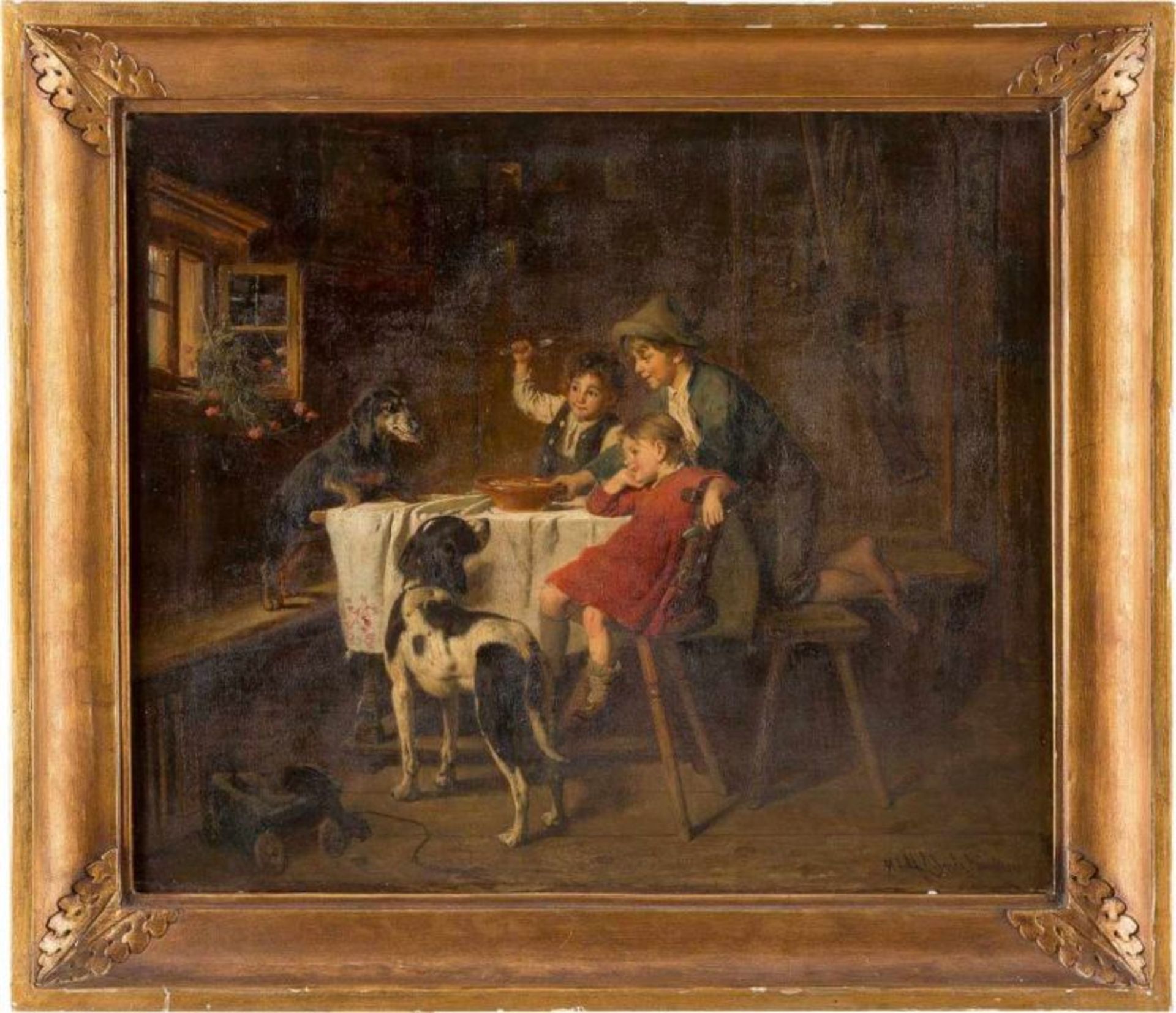 ADOLF EBERLE 1843 München - 1914 ebenda AM KÜCHENTISCH Öl auf Holz, parkettiert. 46,5 cm x 55 cm. - Image 2 of 2