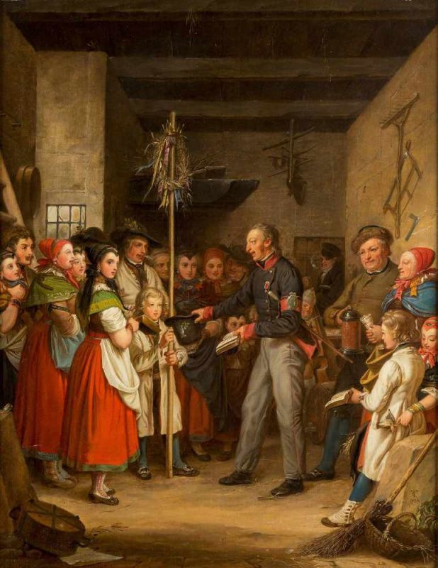 CARL LUDWIG WILHELM TISCHBEIN 1797 Dessau - 1855 Bückeburg ERNTEDANKFEST Öl auf Leinwand (doubl.).