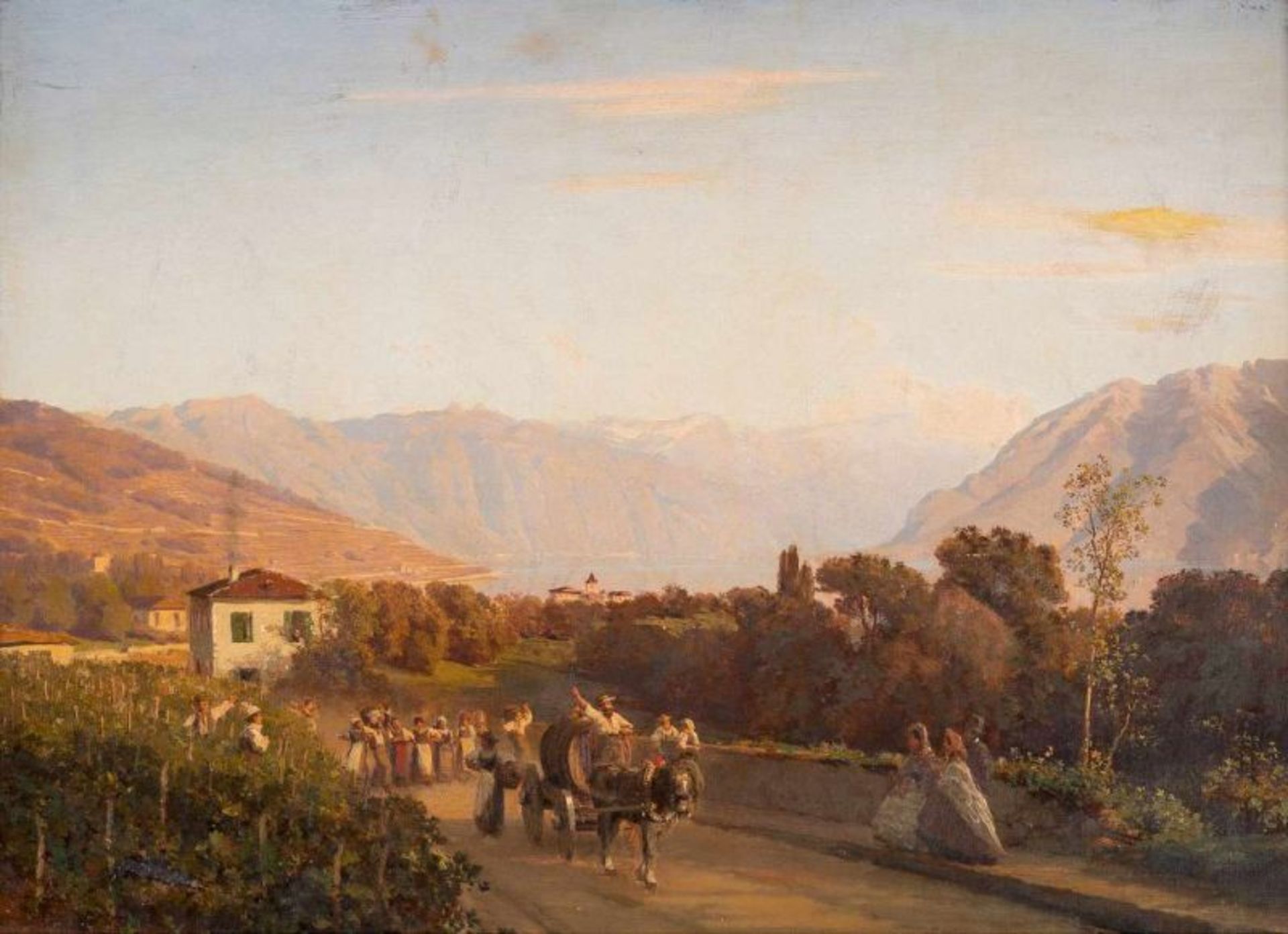 ALFRED CHAVANNES 1836 La Sarraz (Kanton Waadt) - 1894 Aigle (Kanton Waadt) WEINLESE AM GENFER SEE: