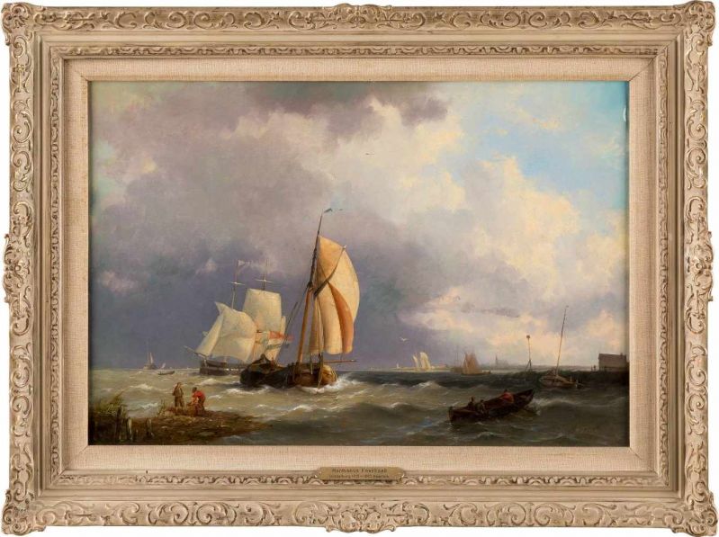 HERMANUS KOEKKOEK 1815 Middelburg - 1882 Haarlem SCHIFFE AUF HOHER SEE Öl auf Leinwand. 38,5 cm x - Image 2 of 2