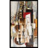 ARAM KOUPETSIAN 1928 STILLLEBEN MIT VIOLINEN Mischtechnik (Öl und Notenblätter) auf Leinwand. 60 x