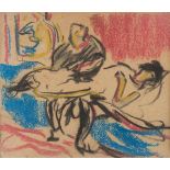 ERNST LUDWIG KIRCHNER 1880 Aschaffenburg - 1938 Frauenkirch/Davos BOUDOIR-SZENE Mischtechnik (