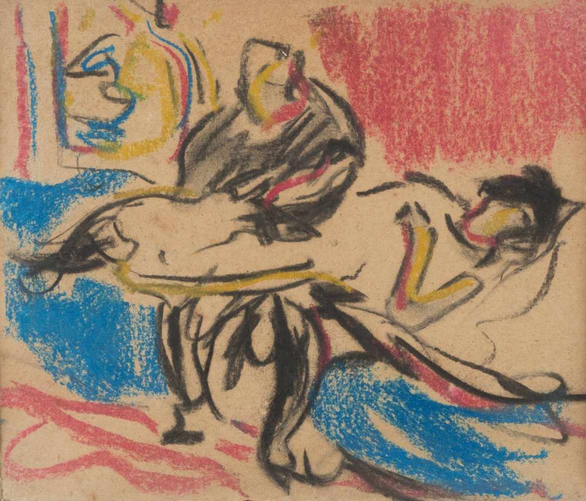 ERNST LUDWIG KIRCHNER 1880 Aschaffenburg - 1938 Frauenkirch/Davos BOUDOIR-SZENE Mischtechnik (