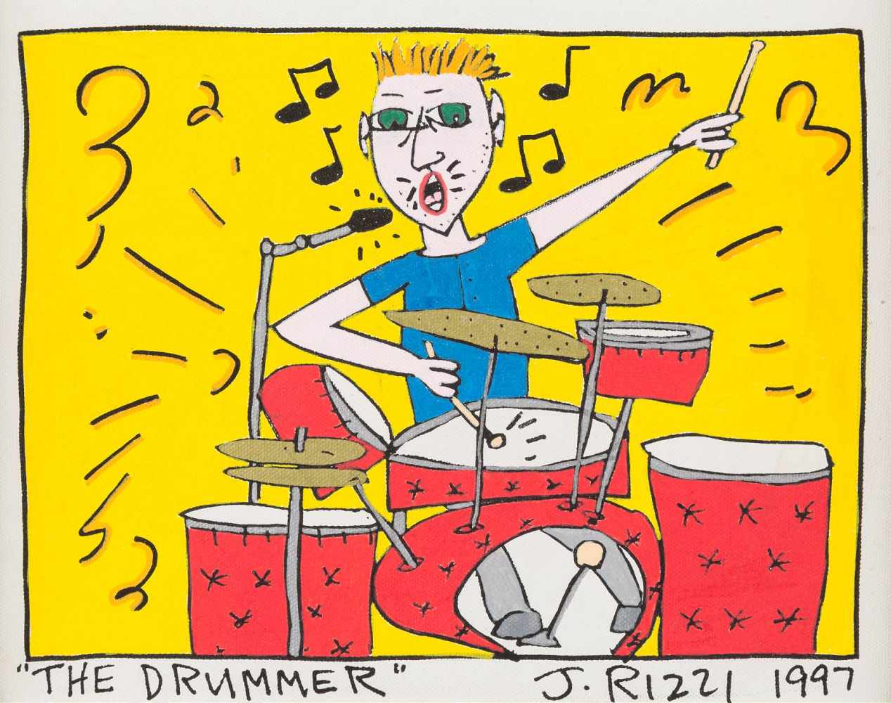 JAMES RIZZI 1950 New York - 2011 ebenda 'THE DRUMMER' Mischtechnik (Acryl u.a.) auf Leinwand. 24 x