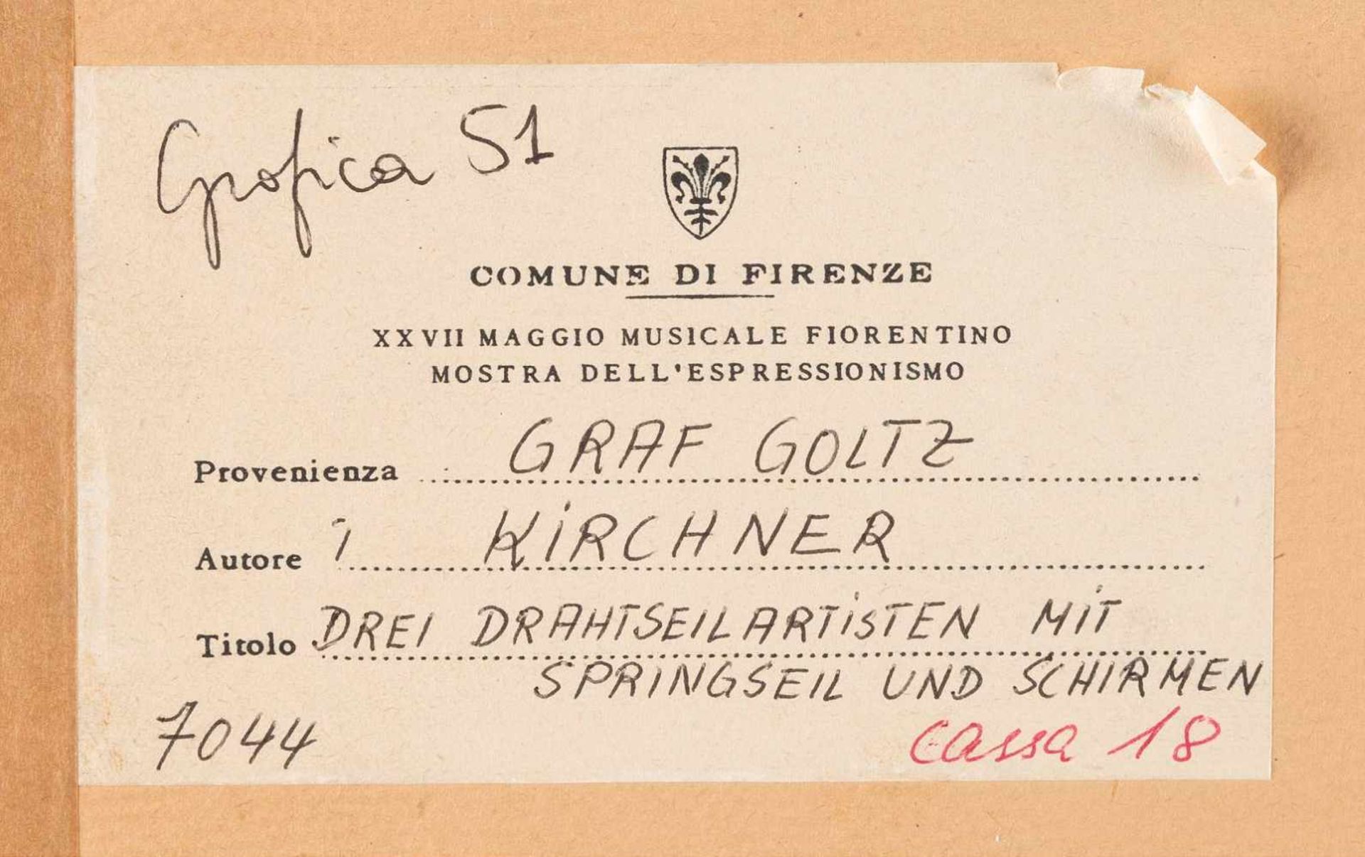 ERNST LUDWIG KIRCHNER 1880 Aschaffenburg - 1938 Frauenkirch/Davos 'DREI DRAHTSEILARTISTEN MIT - Bild 2 aus 2