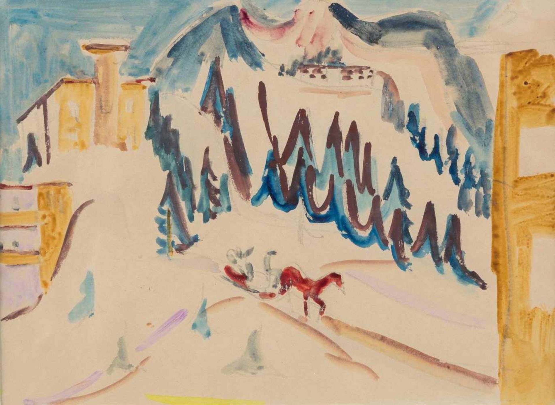 ERNST LUDWIG KIRCHNER 1880 Aschaffenburg - 1938 Frauenkirch/Davos SCHLITTENFAHRT IN DEN BERGEN