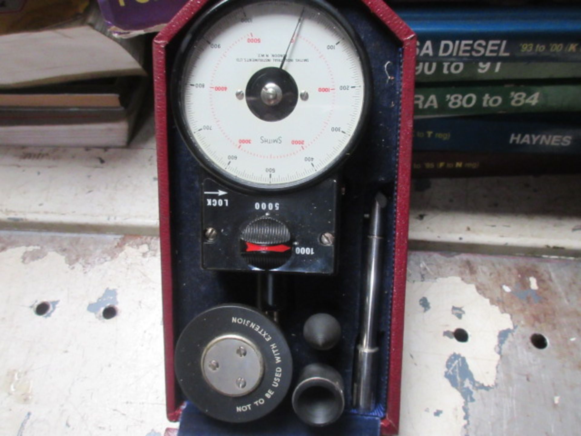 Smiths dial type tachometer. Holehouse Road. Garage workshop.