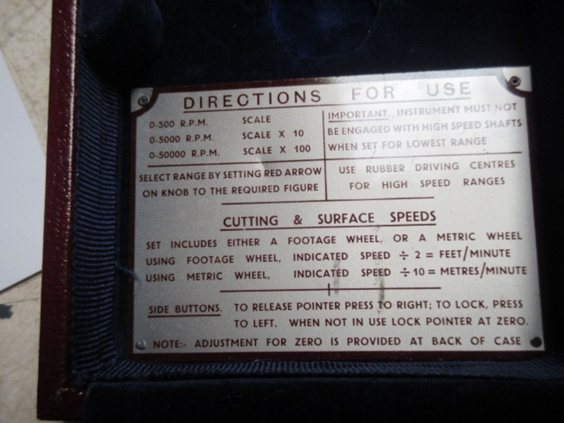 Smiths dial type tachometer. Holehouse Road. Garage workshop. - Image 2 of 2