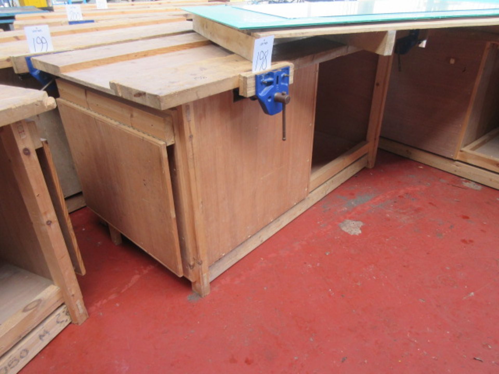 Wooden joiners bench 6' x 3' with 2 vices. Holehouse Road. Garage workshop.
