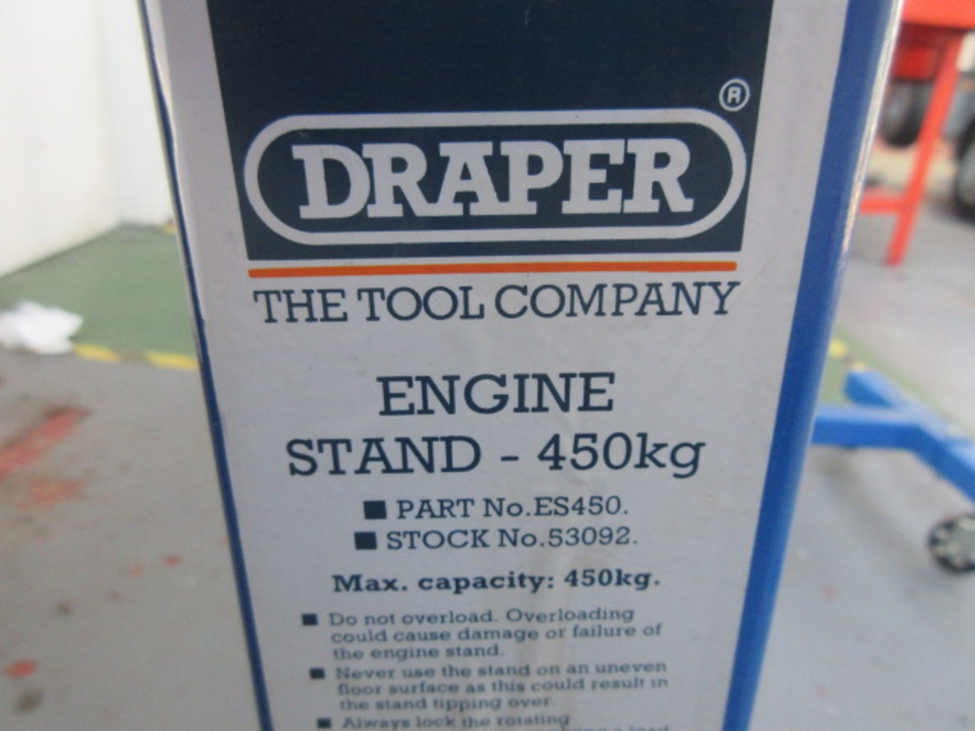 Draper ES450 450kg mobile engine stand Holehouse Road. Garage workshop. - Image 2 of 2