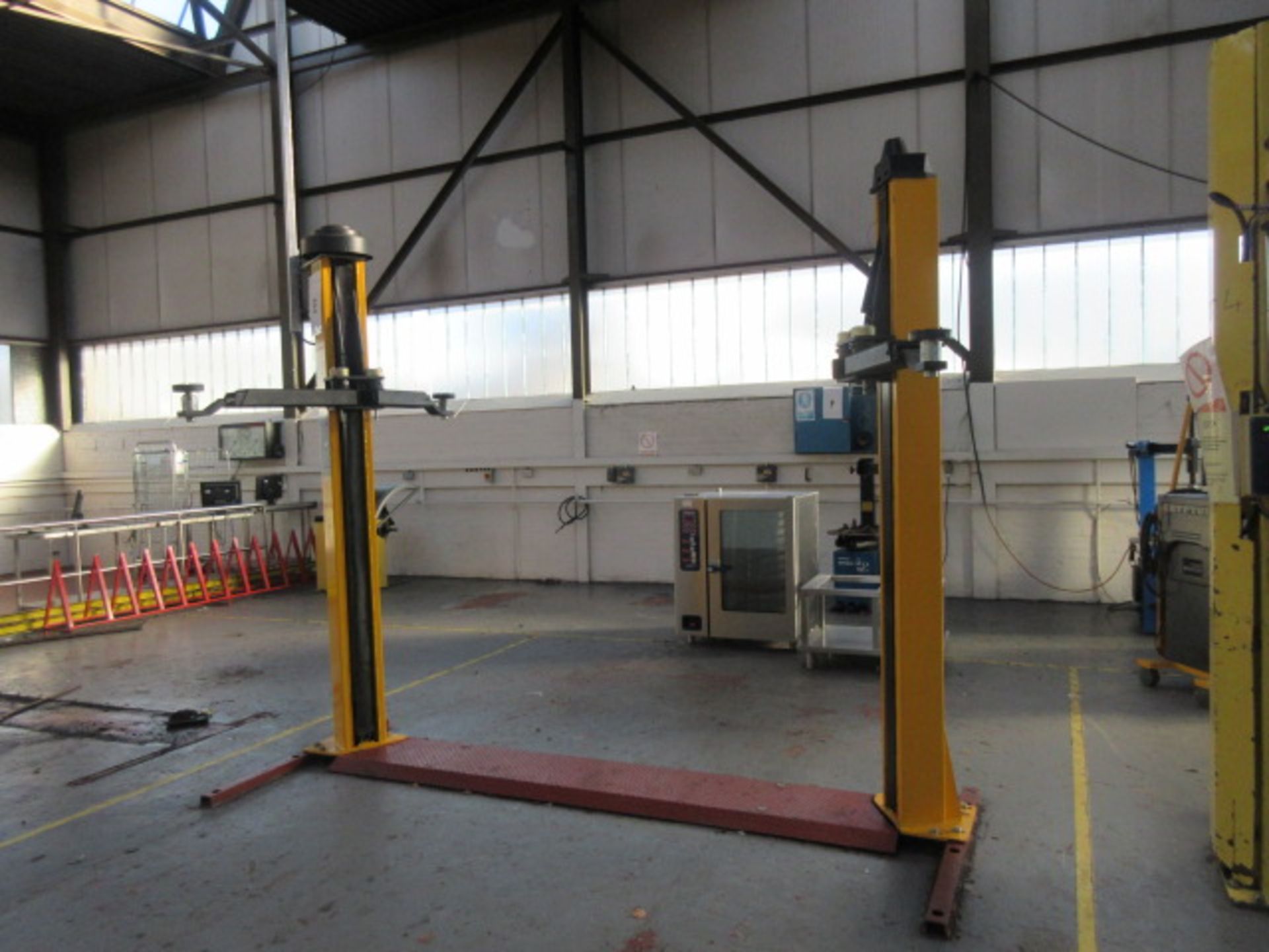 Bradbury M2903CD 3000kg 2 post electric vehicle lift, 400v 50Hz. Sn 80991 (2012) Holehouse Road.