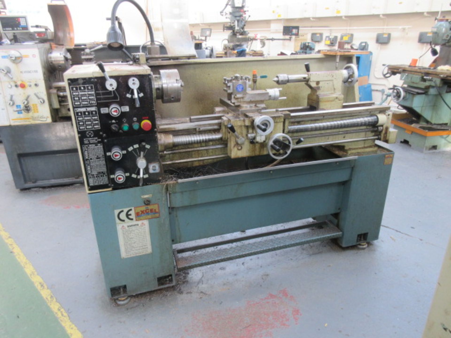 Excel XL-1440 GE 350mm dia x 1000mm gap bed lathe with 3 jaw chuck, tailstock, quick change toolpost