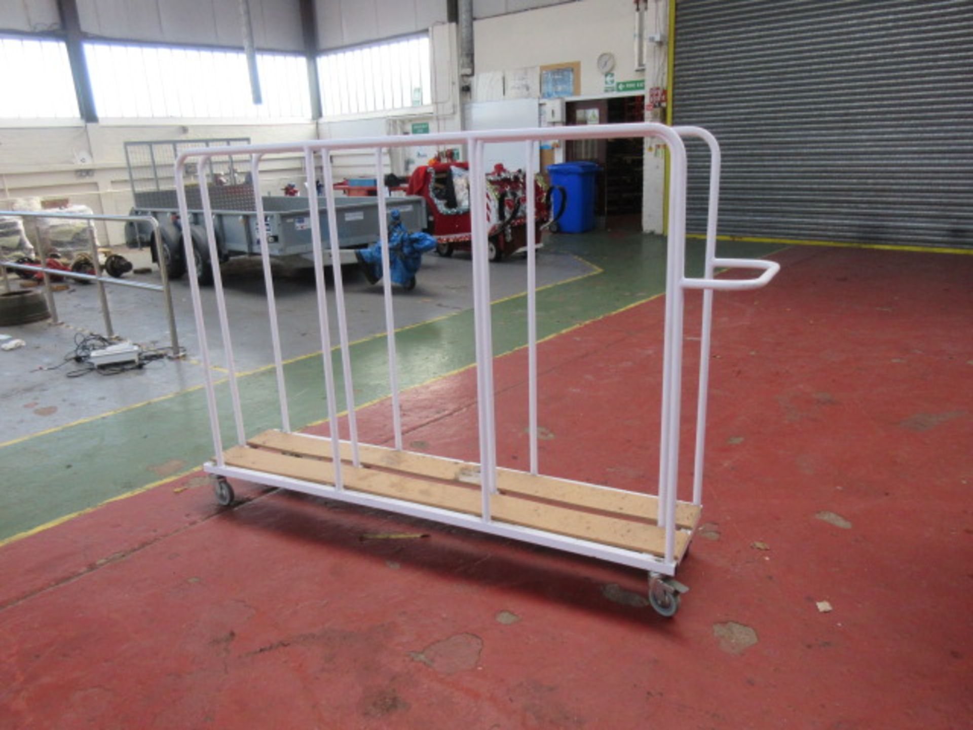 Mobile sheet material trolley. Holehouse Road. Garage workshop.