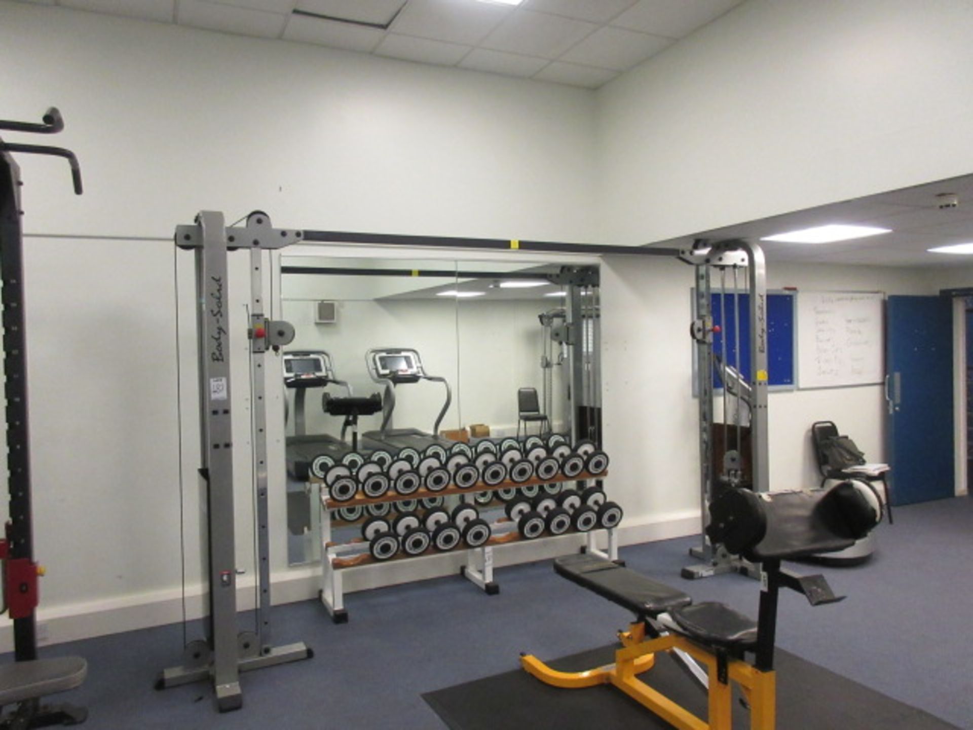 Bodysolid Pull Down Lat Work Out Frame. 1-16 kg weights on each side. Note no handles Townholm