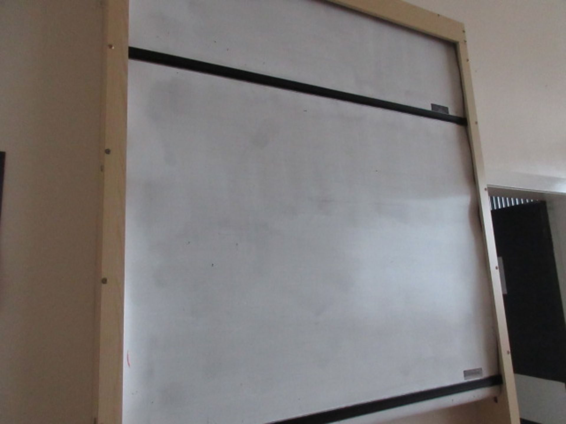 Scrolling white board 1250mm wide, dry wipe surface, wall mounted. Holehouse Road Science room R3 - Image 2 of 2