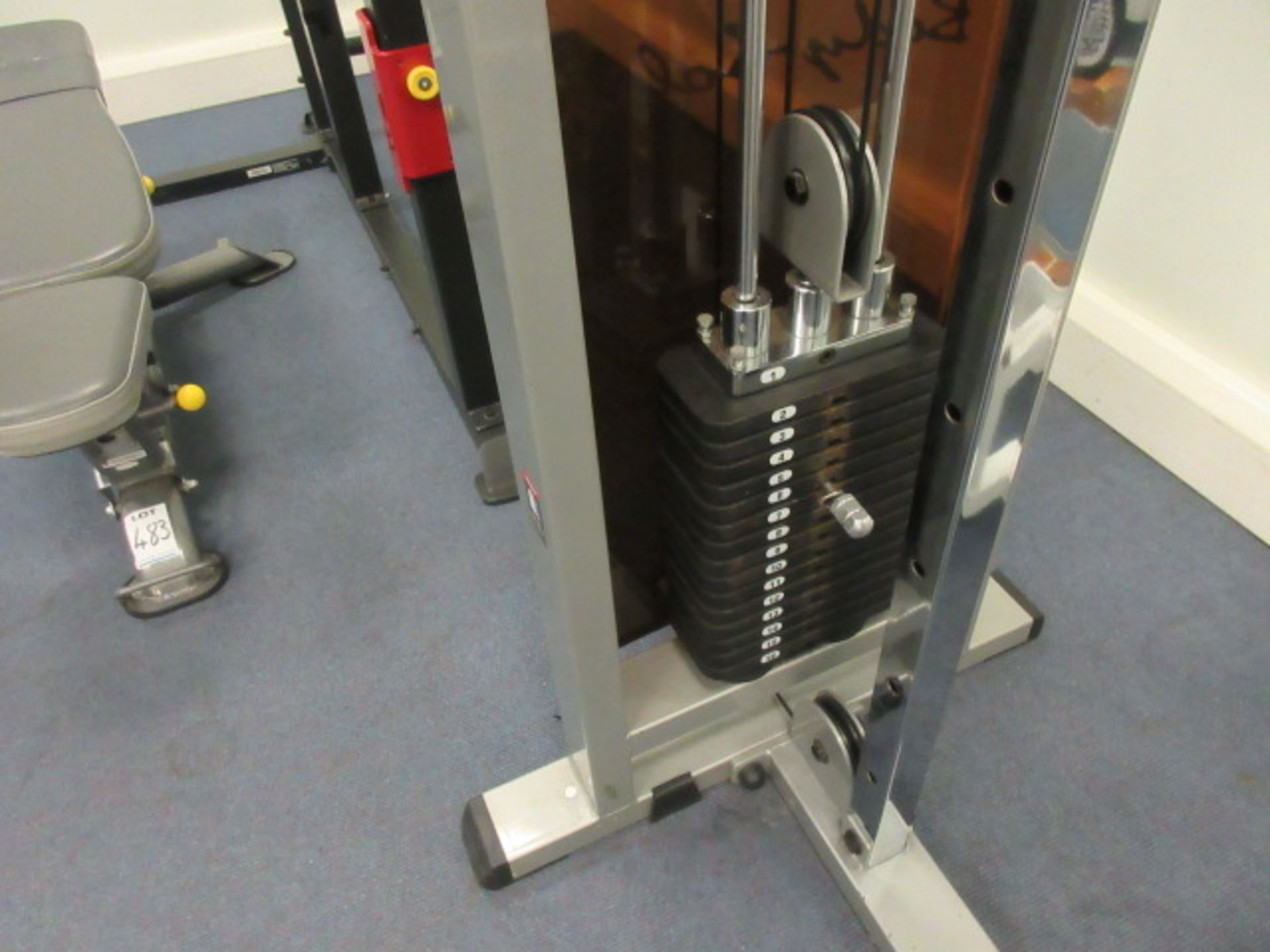 Bodysolid Pull Down Lat Work Out Frame. 1-16 kg weights on each side. Note no handles Townholm - Bild 3 aus 4