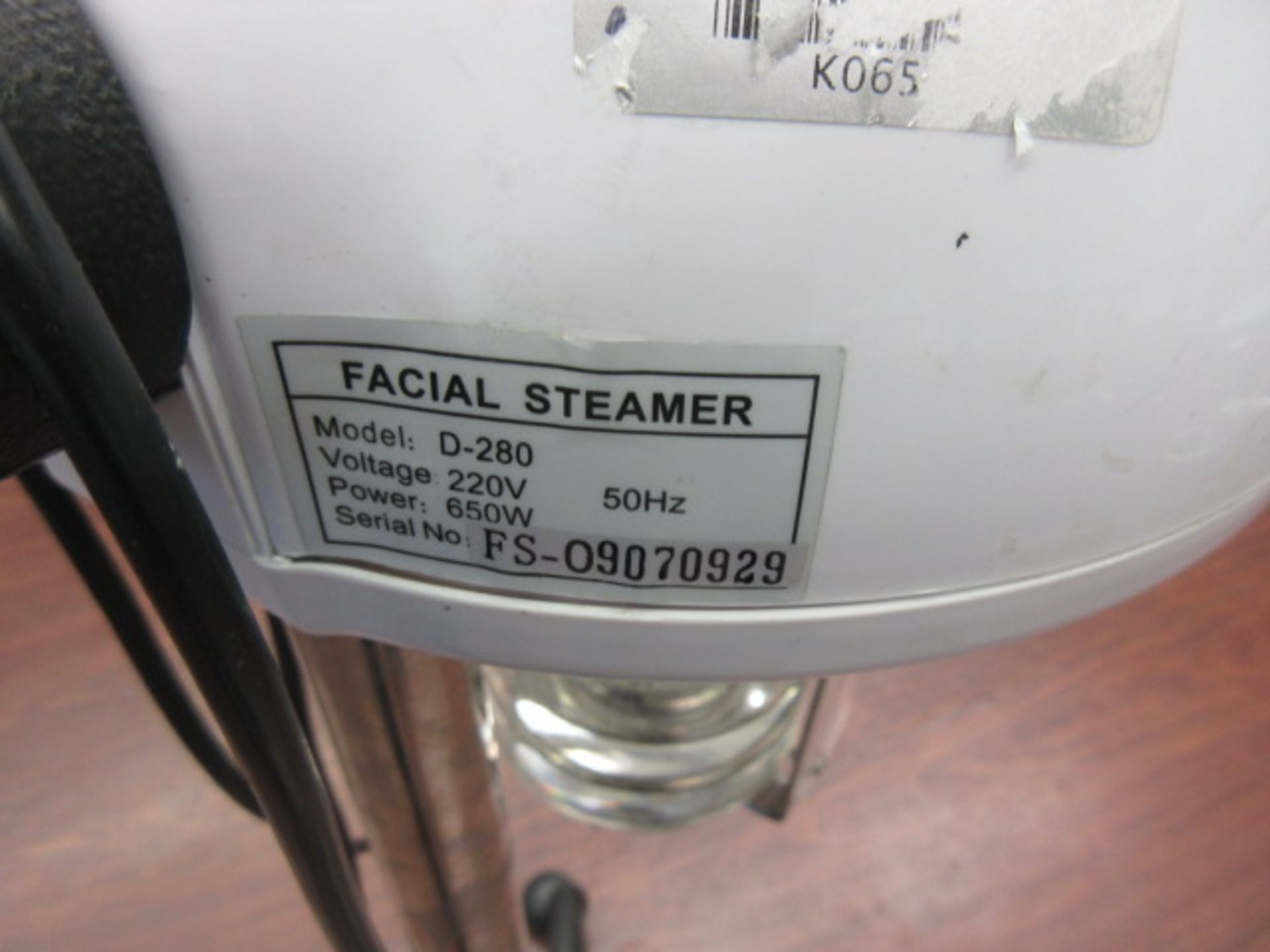 Facial Steamer. Model D-280. S/n FS-09070929 Holehouse Road. Beauty Salon Y10 2 Snd Floor - Image 3 of 3