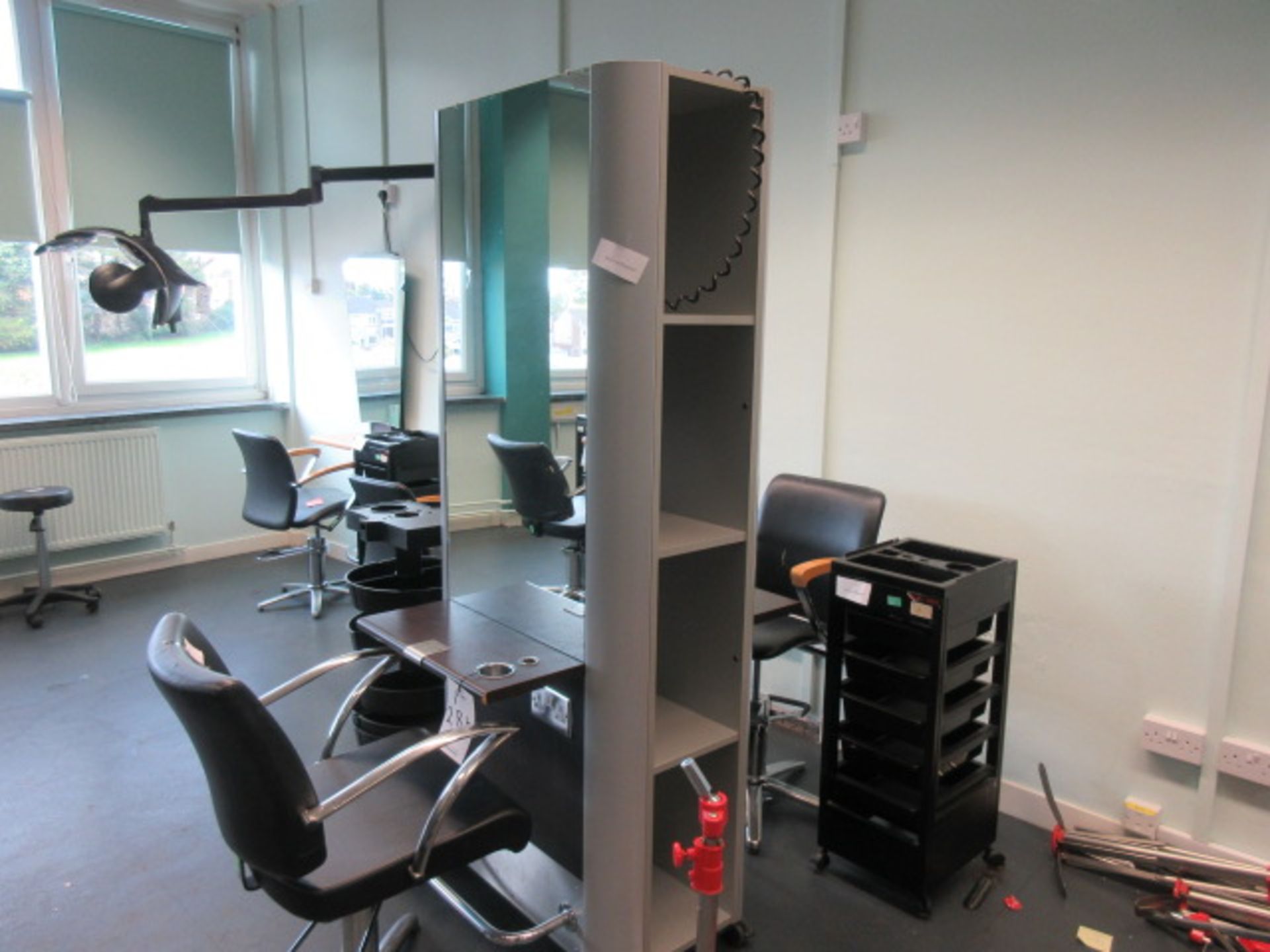 Salon Hair Stylist Double Mirror Frame Stand. Mobile unit. Double electric socket on each side. 2