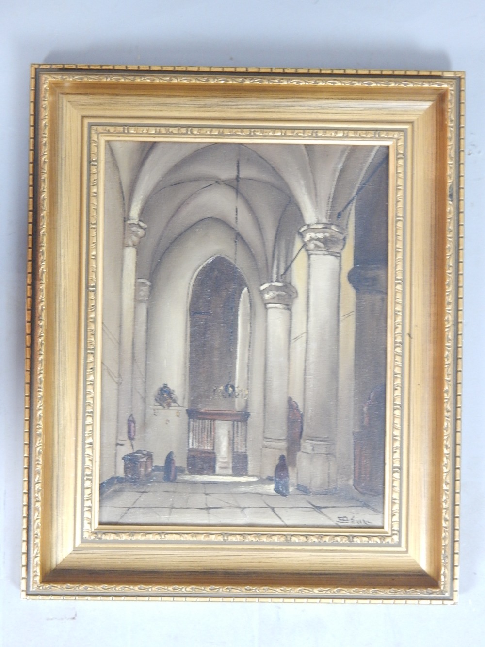 Bevert ?, 20th C Dutch school, architectural study of church interior, oil on canvas,