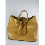 Bally tote bag, mustard plastic outer with suede interior, approx.