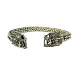 Chinese silver bangle, dragon head finials to woven band, approx. 6.