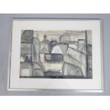 20th C school, abstract cityscape, watercolour on paper, signed and dated (19)60 lower right,