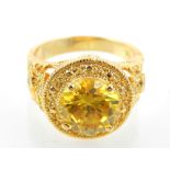 Yellow gold citrine cocktail ring,