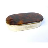 Georgian design oval silver plated faux tortoiseshell table snuffbox