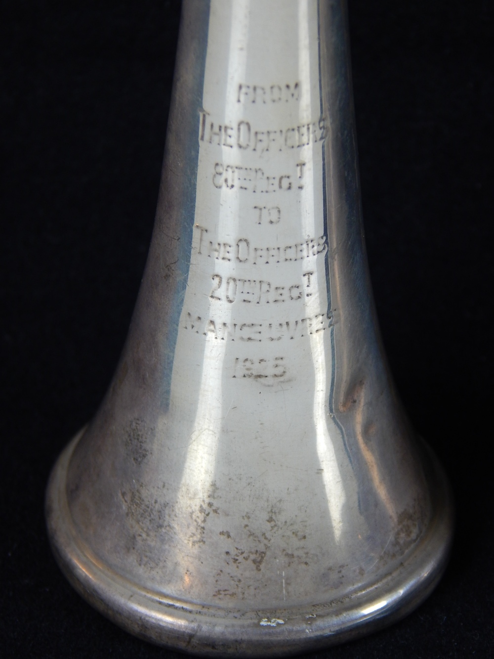 Pair of hallmarked silver hunting horns converted to stirrup cup / tapering lighter, c. - Image 13 of 25