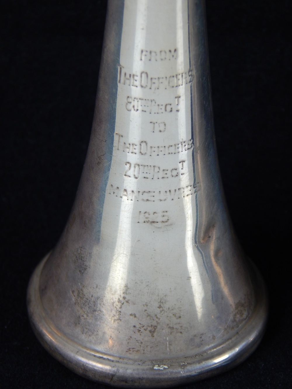 Pair of hallmarked silver hunting horns converted to stirrup cup / tapering lighter, c. - Image 8 of 25