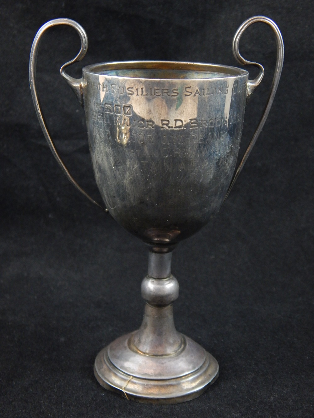 Fifth Fusiliers Sailing Club silver trophy, twin arms, knop to stem, 15. - Image 6 of 9