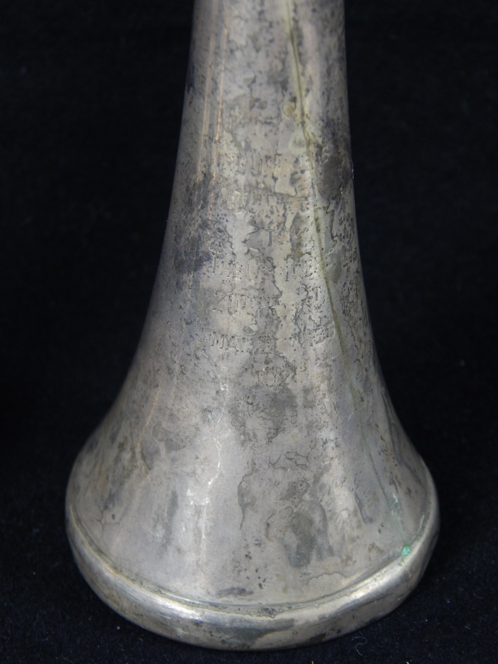 Pair of hallmarked silver hunting horns converted to stirrup cup / tapering lighter, c. - Image 17 of 25