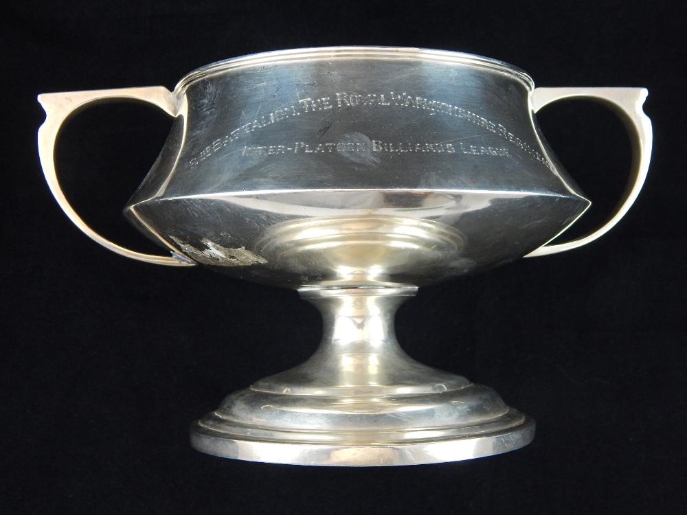 Fifth Fusiliers Sailing Club silver trophy, twin arms, knop to stem, 15. - Image 3 of 9