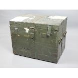 Carrington military silver storage shipping trunk, iron bound, 65.5 x 84.