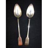 Pair of silver basting spoons, London 1810, Solomon Hougham, engraved with ownership initials,
