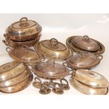 Assorted silver plate serving dishes / ovals part sets,