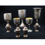 Pair of hallmarked silver goblets with gilt interior bowl,