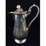 19th C silver baluster form hot water jug, rose finial, stamped West & Son, 23.2cm h, c.