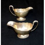 Pair of hallmarked silver sauce boats, Sheffield 1925, makers mark G.H.