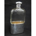 George V silver mounted glass spirit flask, John Pound & Co London 1907,