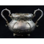 Presentation 1897 hallmarked silver repousse decorated twin-handled sucrier (Goldsmiths and