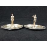 Pair of 1954 silver ashtrays by Garrard & Co.
