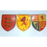 Three LNER armorial shields from York station, plywood and polychrome painted,